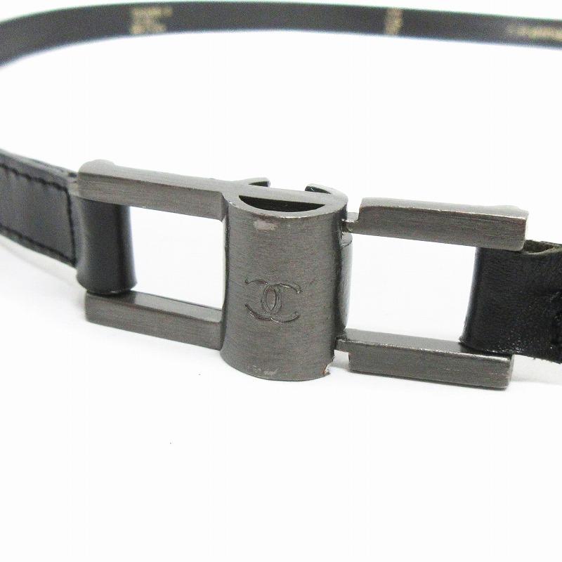 CHANEL シャネル ベルト レザー 黒 ブラック 30 32 小物 ☆AA
