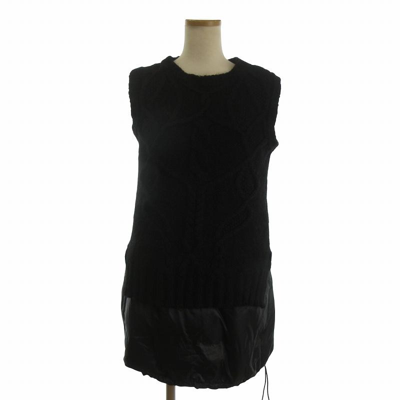 【中古】モンクレール MAGLIONE TRICOT GILET ニットベスト ノースリーブ 切替 ダウンレイヤード プルオーバー 黒 S MONCLER（モンクレール） MAGLIONE TRICOT GILET ニットベスト
