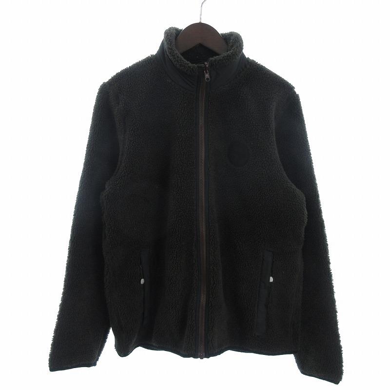 【中古】ステューシー STUSSY ボアジャケット 長袖 ロゴ ワッペン ジップアップ 茶 ブラウン S メンズ STUSSY（ステューシー） ボアジャケット 長袖 ロゴ ワッペン ジップ