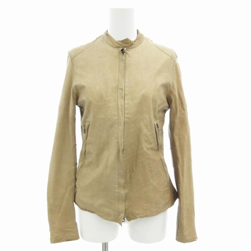 sisii ベージュ シングルライダースジャケット シシ sisii シングル ライダースジャケット ジップアップ レザー