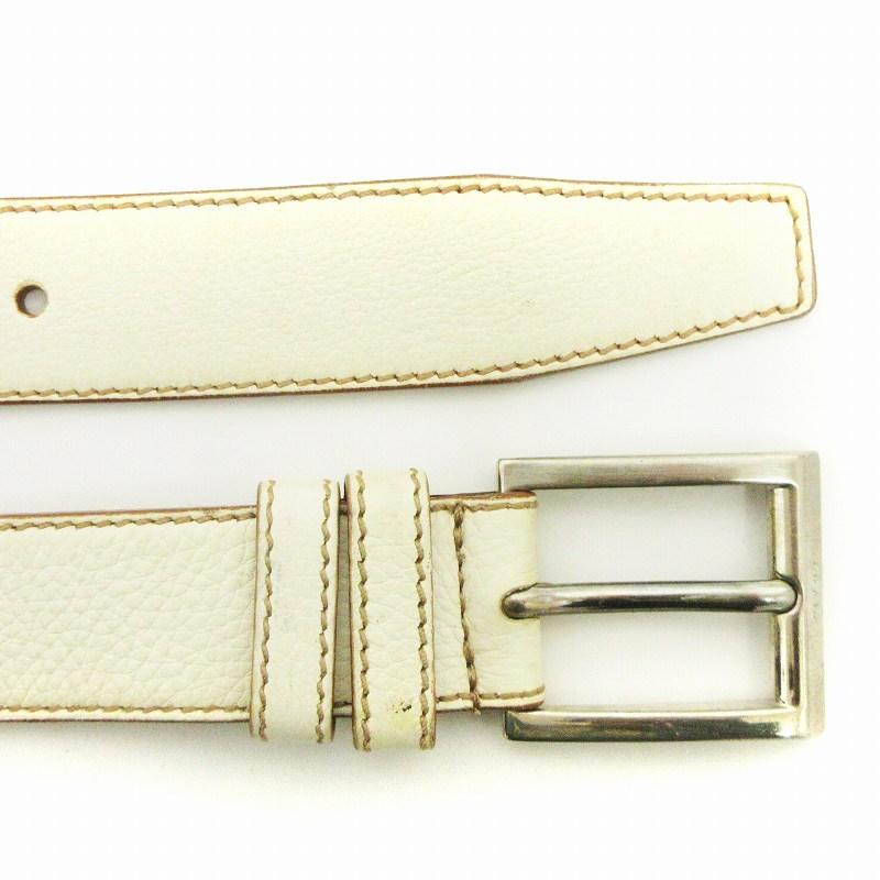 サイズ合わず…プラダ PRADA ベルト レザー 白 ホワイト 90/36 PRADA プラダ ベルト ハトメ 5穴 レザー 白 ホワイト 90/36 小物