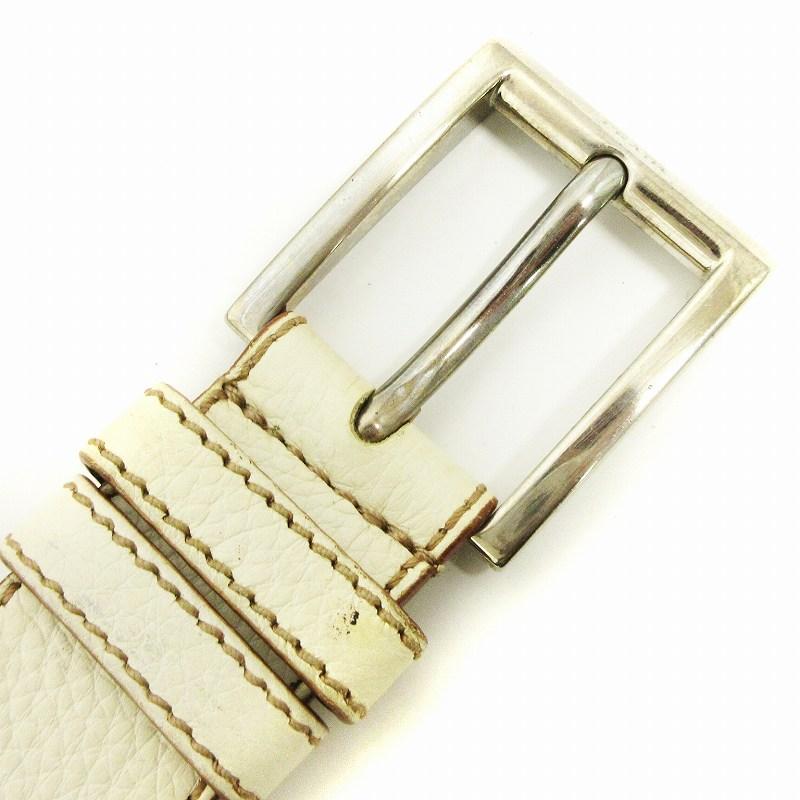 サイズ合わず…プラダ PRADA ベルト レザー 白 ホワイト 90/36 PRADA プラダ ベルト ハトメ 5穴 レザー 白 ホワイト 90/36 小物