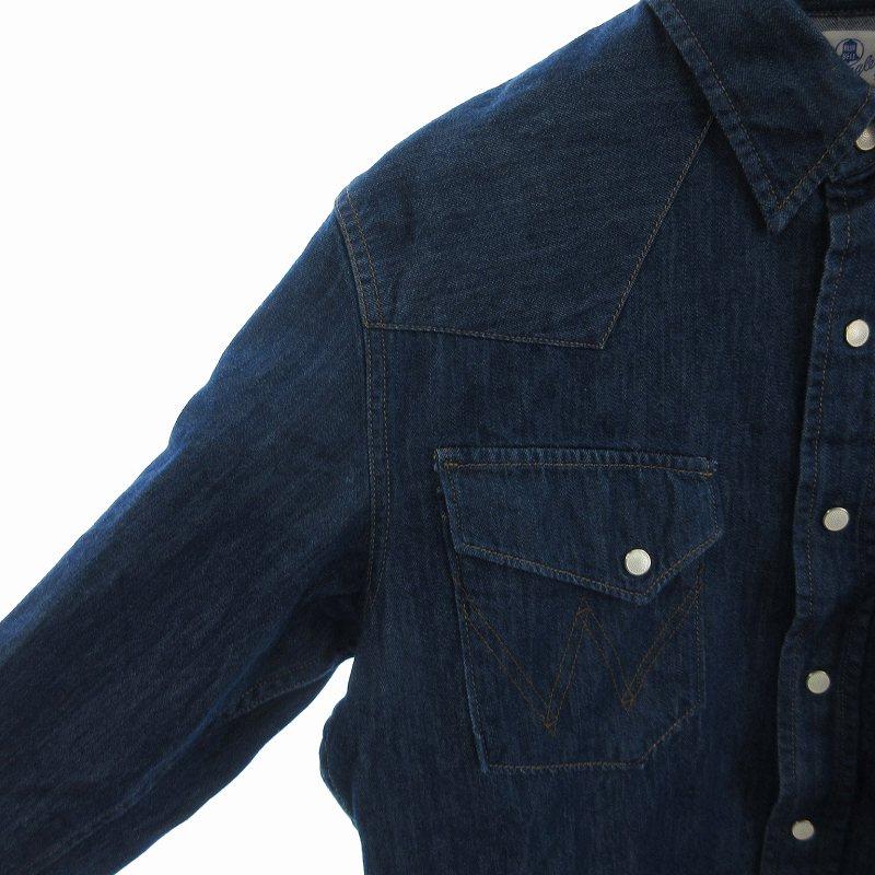 ラングラー WRANGLER 復刻 デニム ウエスタンシャツ 長袖 WS9033 S 青 