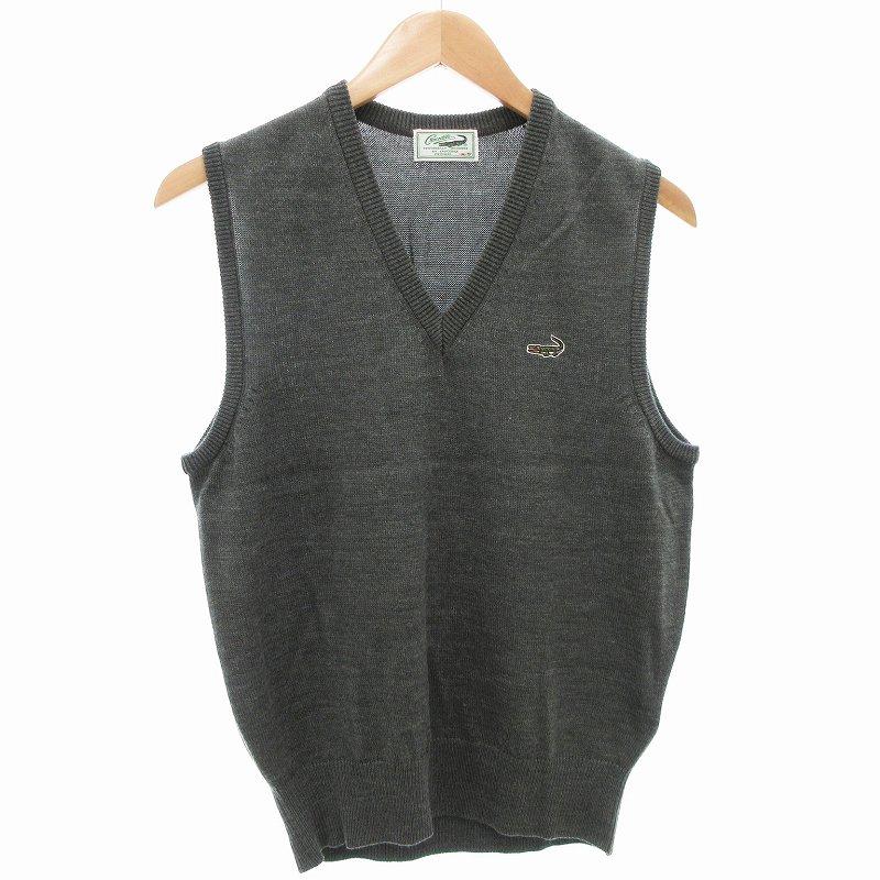 クロコダイル CROCODILE 美品 ニットベスト Vネック M グレー /AE