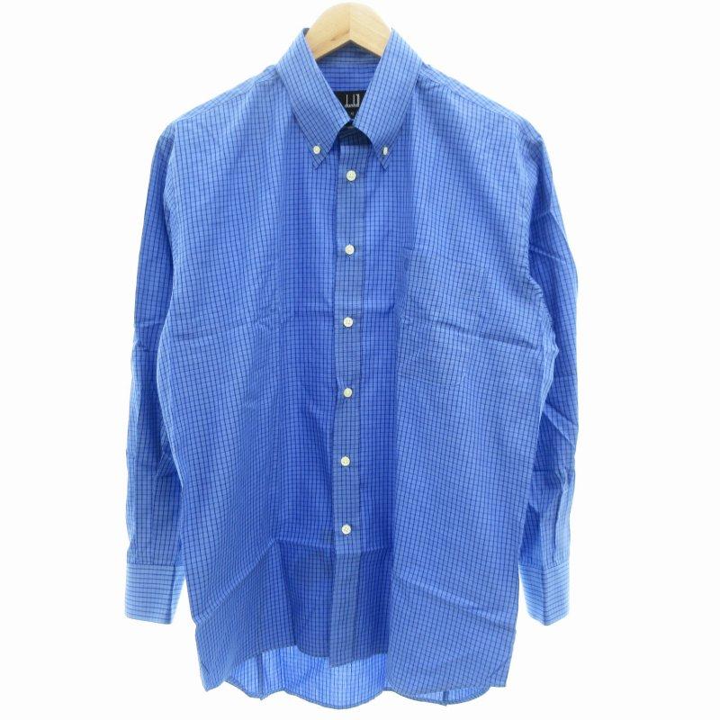 dunhill ダンヒル ボタンダウンシャツ 長袖 チェック柄 M 青