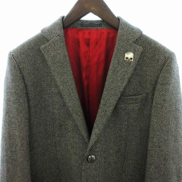 ハイドロゲン　ジャケット　ニット　チェック柄　カジュアル　スカルボタン　Mサイズ ハイドロゲン ジャケット ニット チェック柄 カジュアル スカルボタン