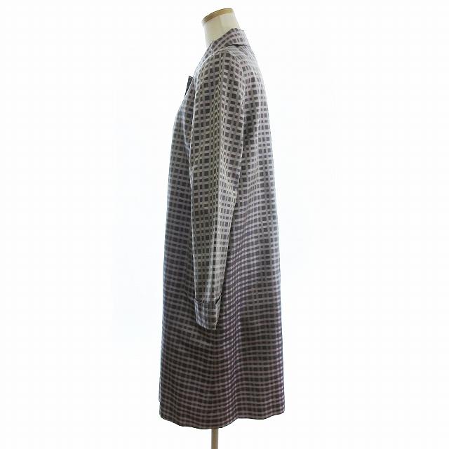 レリアン Leilian 美品 コート ミドル丈 比翼ボタン 長袖 チェック 