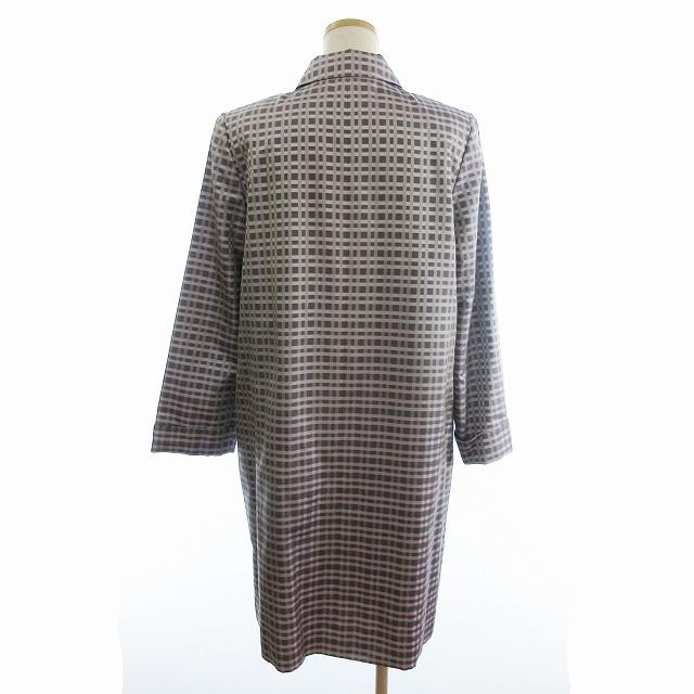 レリアン Leilian 美品 コート ミドル丈 比翼ボタン 長袖 チェック 