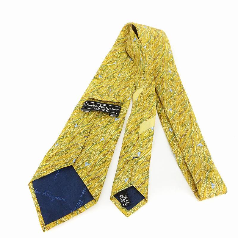 サルヴァトーレフェラガモ レギュラータイ ネクタイ 総柄 黄 FERRAGAMO（フェラガモ） サルヴァトーレフェラガモ Salvatore