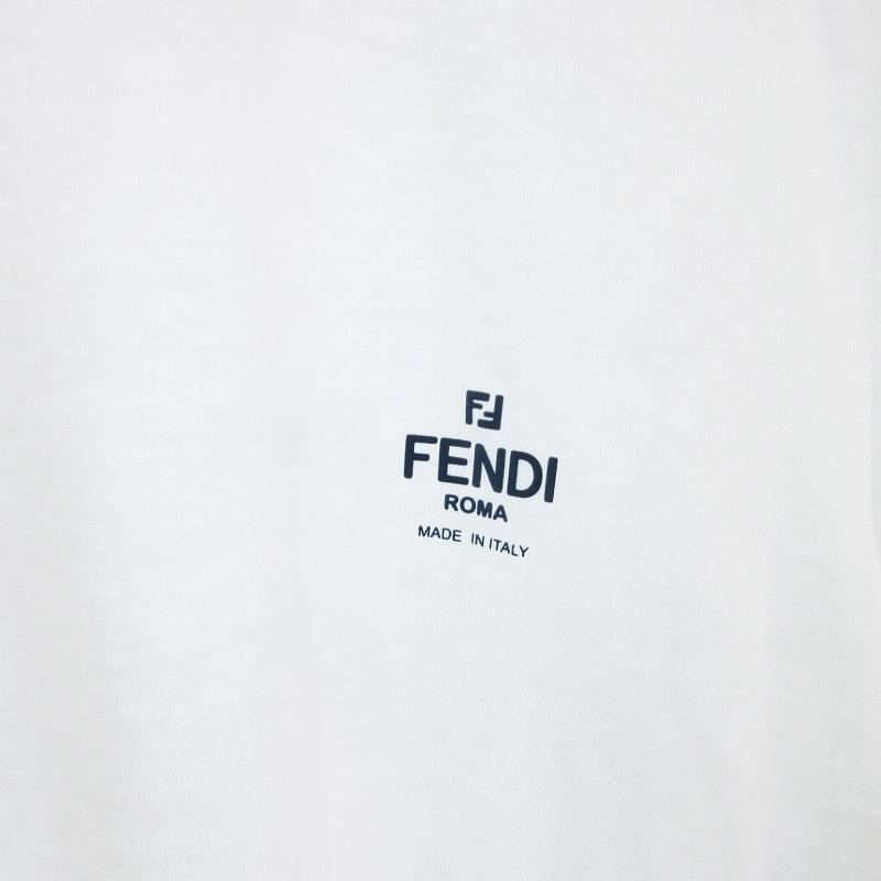 【中古】フェンディ FENDI 美品 23SS Tシャツ カットソー 半袖 クルーネック FF柄 プリント FY0894 AN21 白 M FENDI（フェンディ） 美品 23SS Tシャツ カットソー 半袖 クルーネック