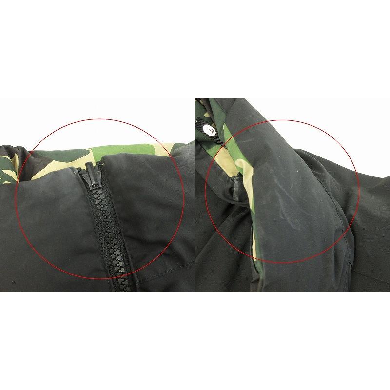 【中古】アベイシングエイプ ダウンジャケット リバーシブル ジップアップ 迷彩 カモフラ 001DNJ801007M 黒 緑 M A BATHING APE（アベイシングエイプ） ダウンジャケット リバーシブル