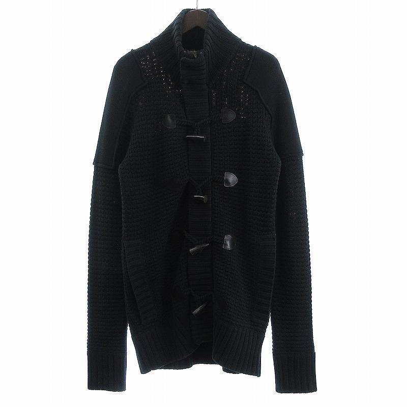美品　バーバリー　ダッフル　ニットコート　カーディガン　カシミヤ混　フード取外可 バーバリーブリット ニットダッフルコート カーディガン カシミヤ混