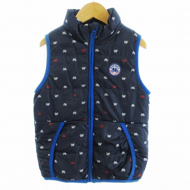 ミキハウス mikihouse PICNIC 中綿ベスト 前開き 裏ボア 自転車 総柄 