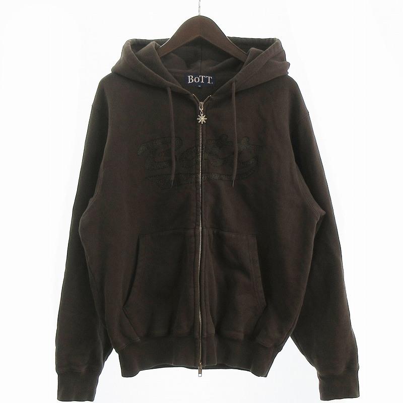 BoTT SCRIPT LOGO ZIP HOODIE パーカー グレー M BoTT / ボット】Washed Script Logo Zip Hoodie（パーカー