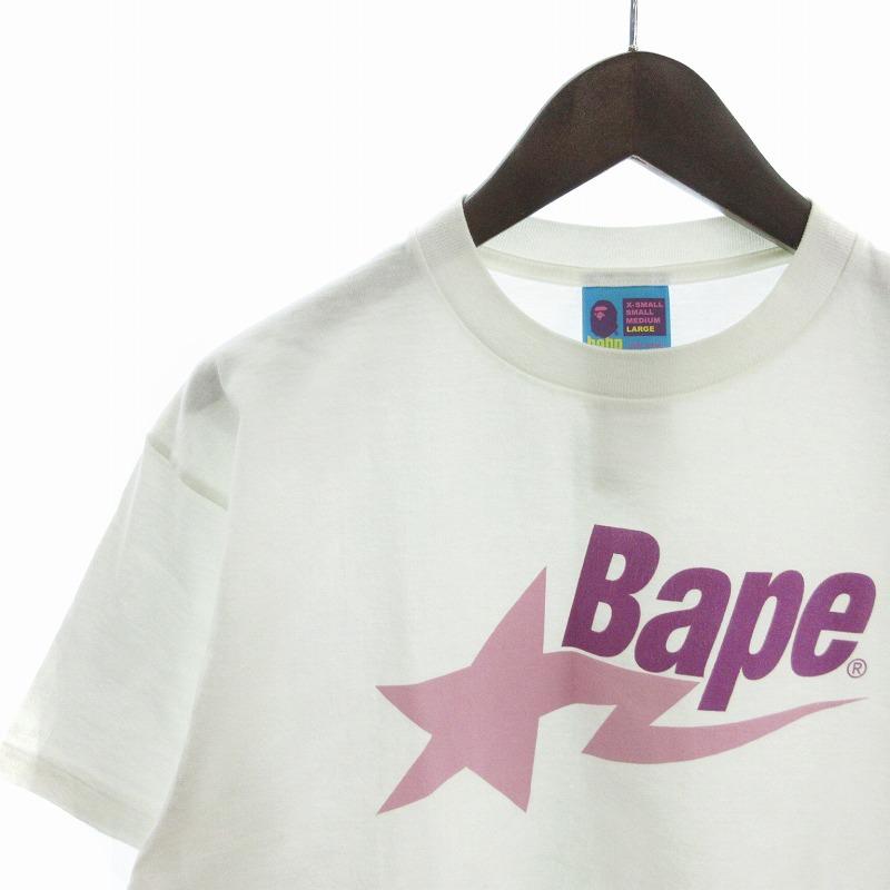 ベイプスタ【ア ベイシング エイプ】半袖Tシャツ M 黒×紫 迷彩ロゴ 綿100 A