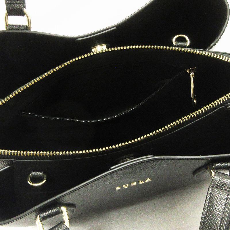 美品 フルラ レザー 2way ショルダーバッグ ミネルヴァ ロゴチャーム 黒 FURLA フルラ バッグ レディース ショルダーバッグ トートバッグ