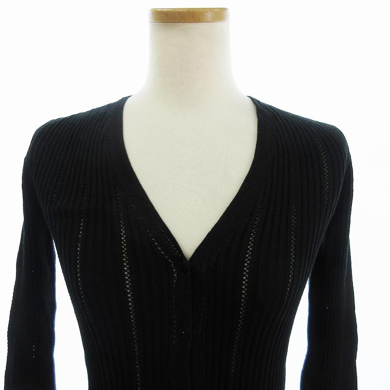【中古】シャネル CHANEL 03P カーディガン ニット Vネック 七分袖 ポケット 黒 ブラック 34 ☆AA★ レディース CHANEL（シャネル） CHANEL 03P カーディガン ニット Vネック 七分袖