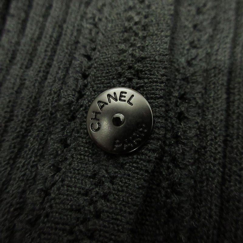 【中古】シャネル CHANEL 03P カーディガン ニット Vネック 七分袖 ポケット 黒 ブラック 34 ☆AA★ レディース CHANEL（シャネル） CHANEL 03P カーディガン ニット Vネック 七分袖