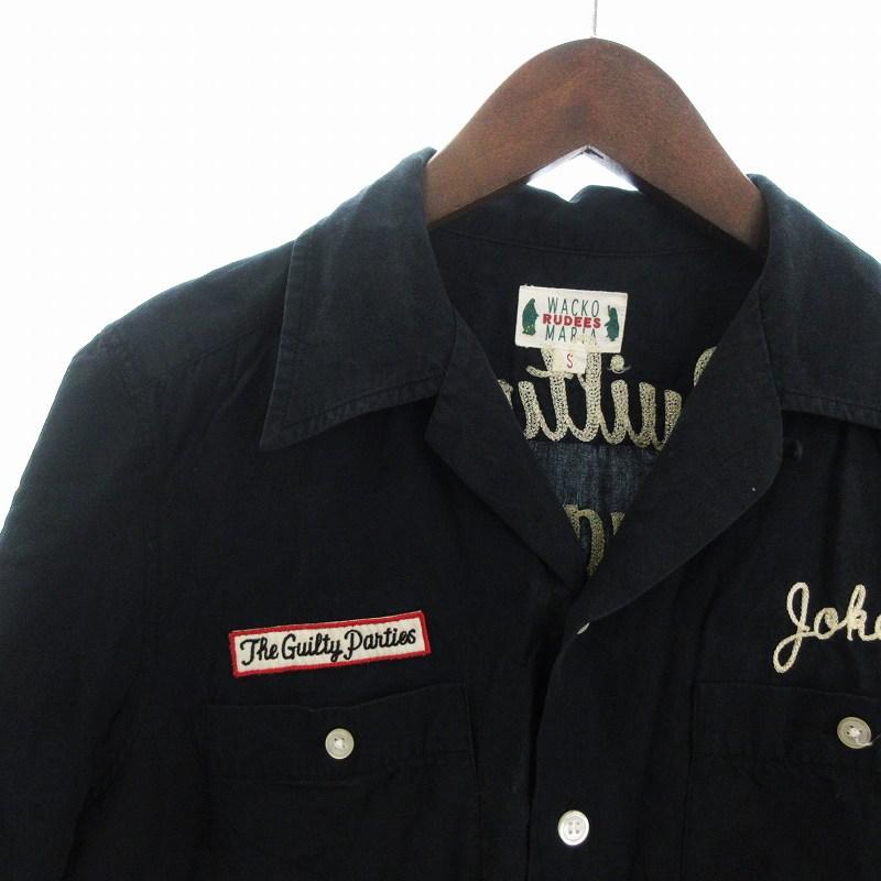 【新品タグ付き】ワコマリア マリア像刺繍 半袖ワークシャツ ブラック メンズL WACKO MARIA ワコマリア RUDEES ワークシャツ 半袖 マリア像