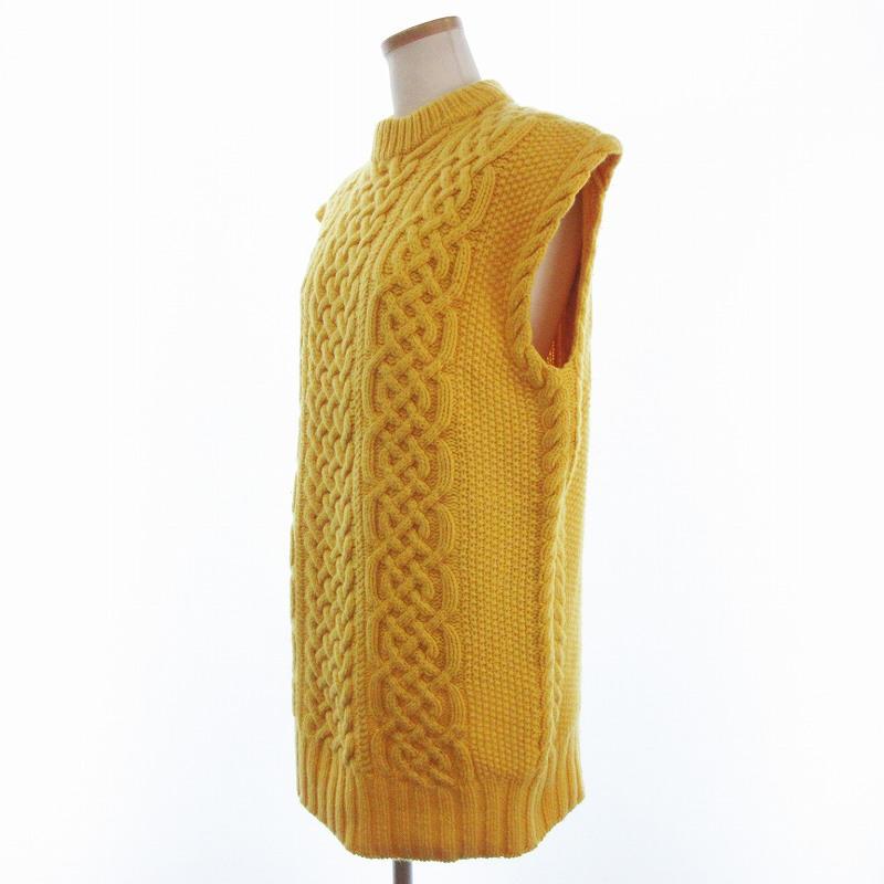 ドゥロワー アランベスト ニット イエロー レディース ドゥロワー Drawer アラン ベスト ニット カシミヤ混 6518-199-0303