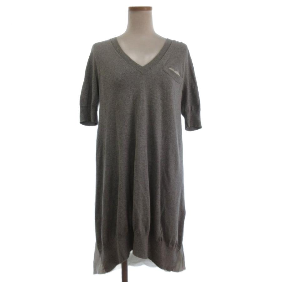 サカイラック sacai luck ワンピース チュニック 半袖 ひざ丈 Vネック
