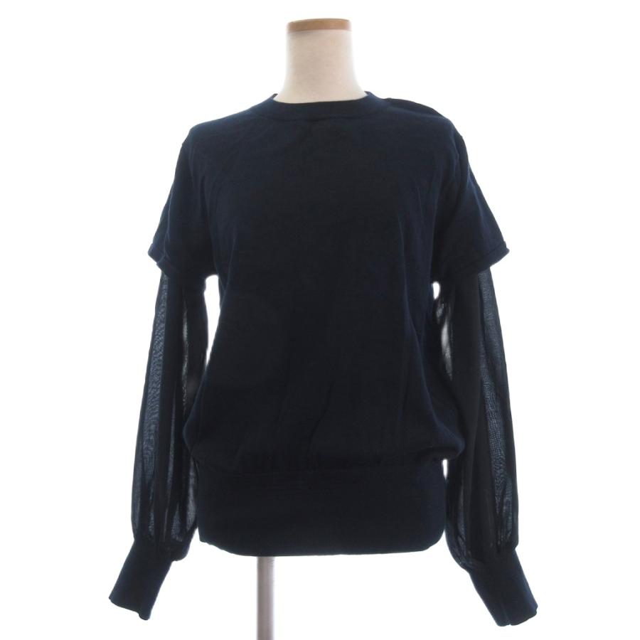 HYKE シアースリーブニット　ネイビー　サイズ1 【美品】 ハイク HYKE ニット セーター カットソー シアースリーブ 切替