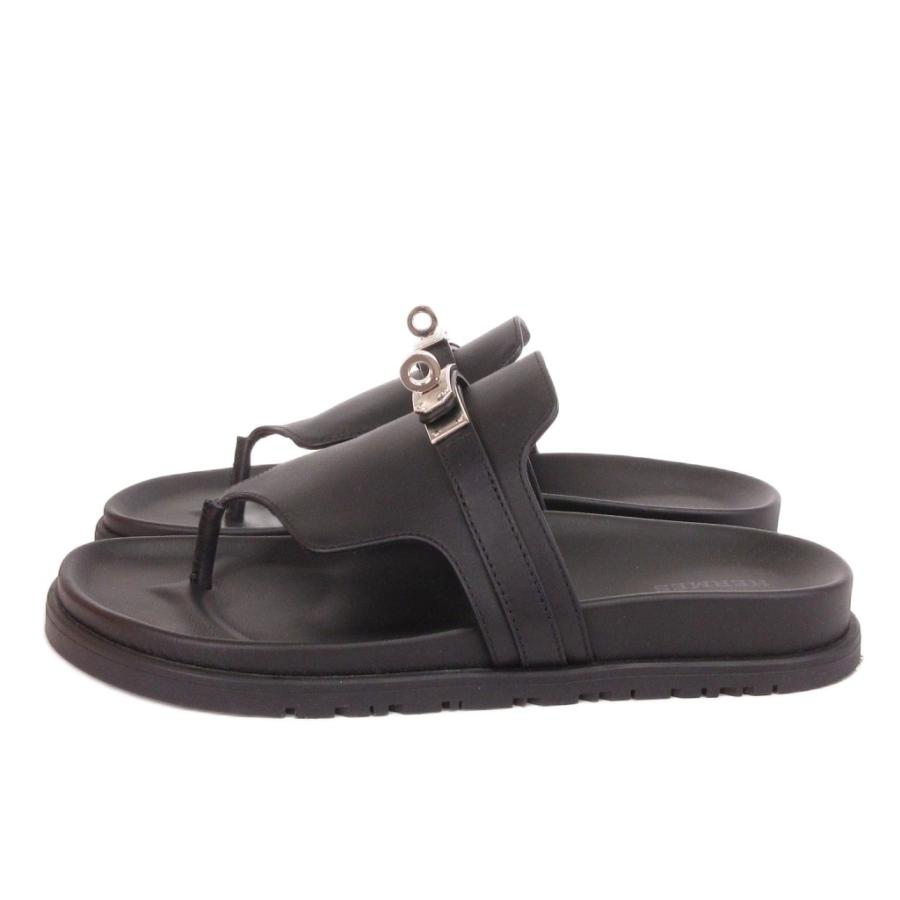 【中古】エルメス HERMES 美品 アンピール サンダル H221074Z 黒 ブラック 36 23?p位 靴 ☆AA★ レディース HERMES（エルメス） 美品 アンピール サンダル H221074Z 黒 ブラック