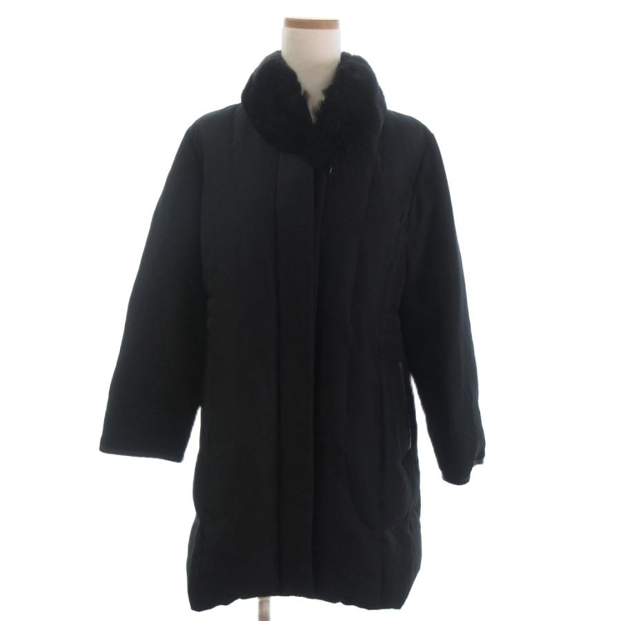 【中古】レリアン Leilian 美品 ダウンジャケット ブルゾン シルク ラビットファー 黒 ブラック 11 レディース レリアン Leilian 美品 ダウンジャケット ブルゾン シルク ラビット