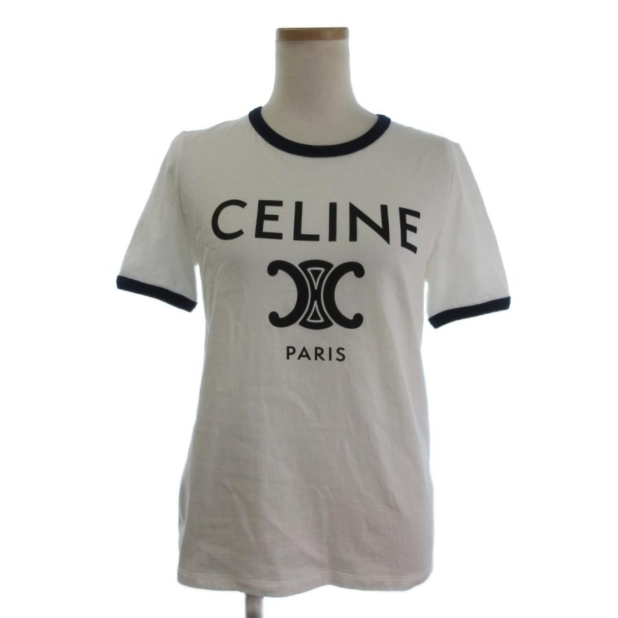 CELINE セリーヌ 美品 トリオンフ ロゴ Tシャツ カットソー 半袖