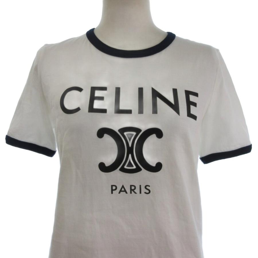 CELINE セリーヌ ロゴ Tシャツ S 中古・古着通販】CELINE (セリーヌ) ロゴプリントTシャツ カーキ