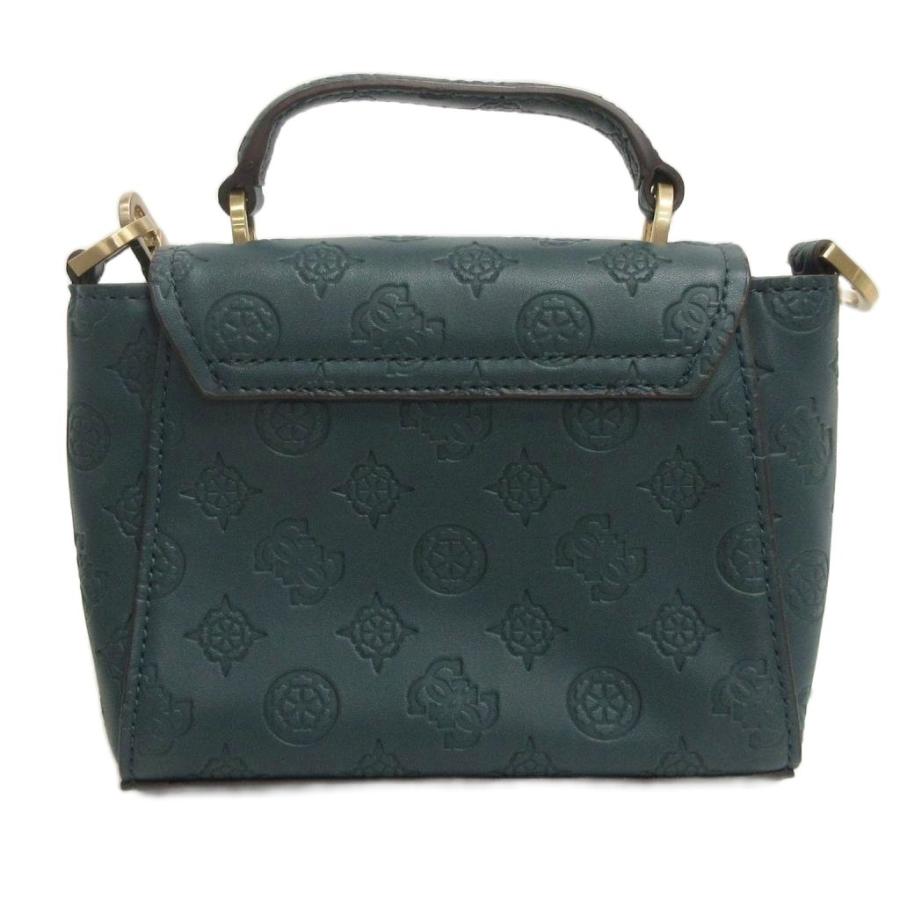 ゲス GUESS ミニショルダーバッグ ハンド スクエア 総柄 緑