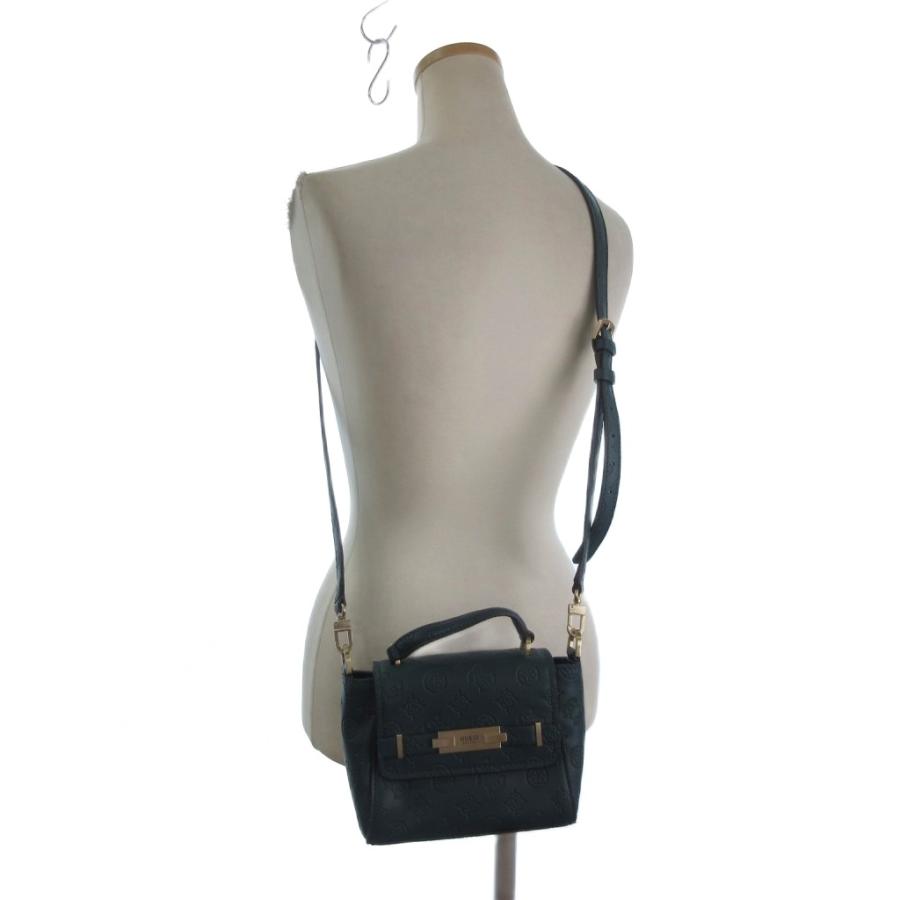 ゲス GUESS ミニショルダーバッグ ハンド スクエア 総柄 緑