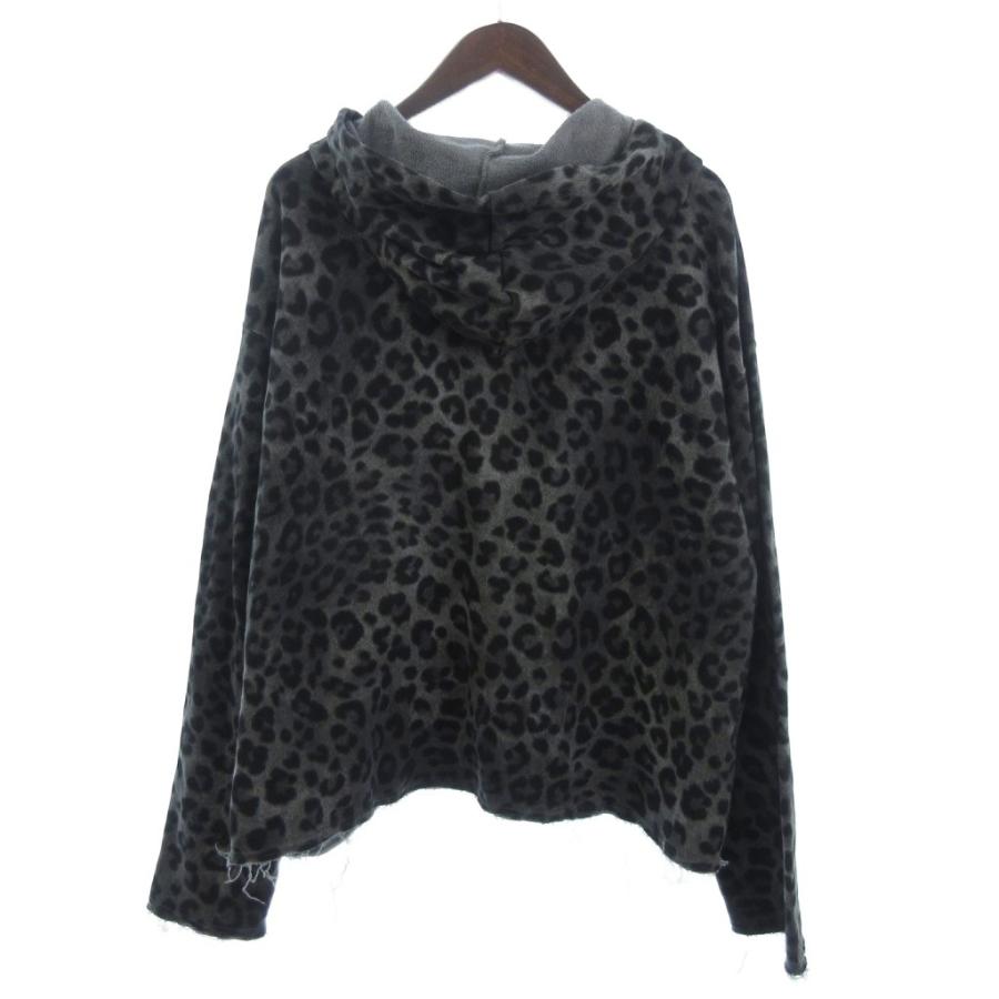 【中古】エーアイイー AiE パーカー ジップアップ フーディー レオパード ヒョウ柄 カットオフ 長袖 XL グレー エーアイイー AiE パーカー ジップアップ フーディー レオパード