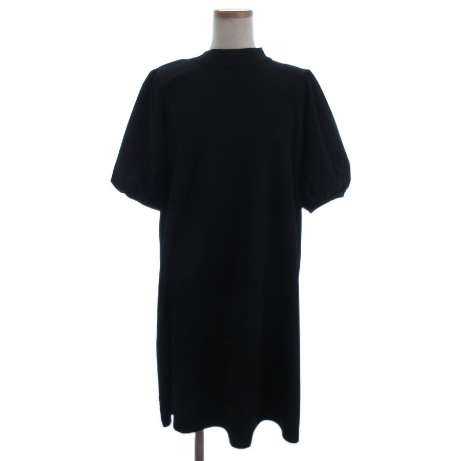 ZARA（ザラ） 美品 バックリボン ワンピース ひざ丈 半袖 無地 黒