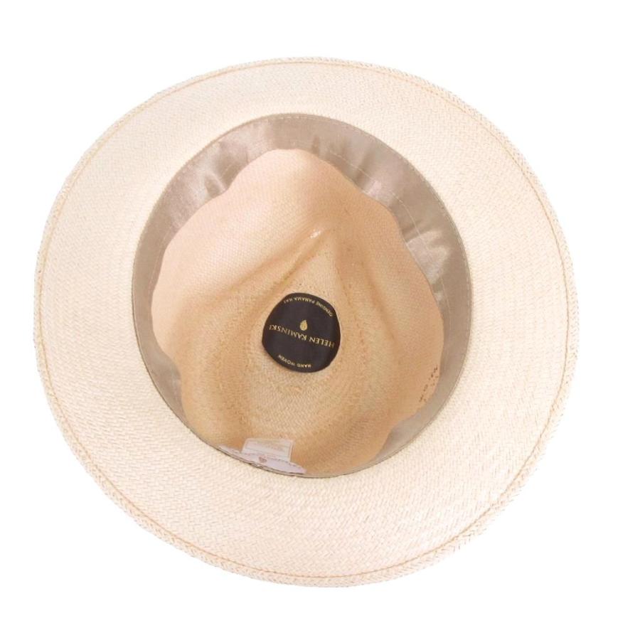 ヘレンカミンスキー 中折れハット ホワイト 黒リボン パナマハット