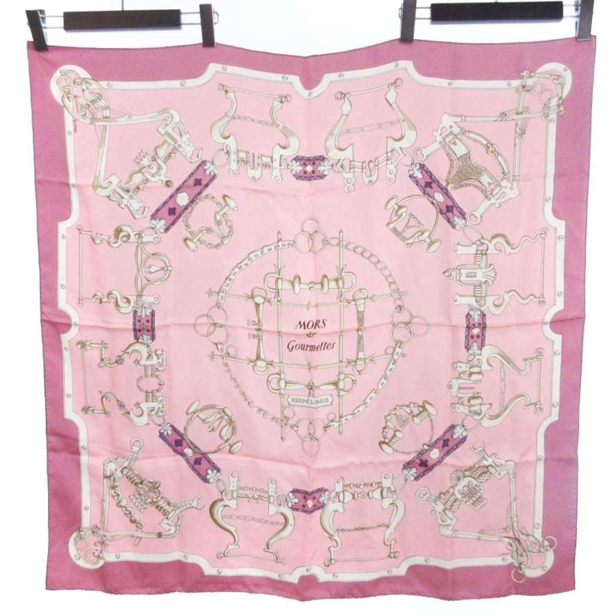 【新品未使用】希少　エルメス　カレ90　馬銜と鎖　ピンク、ホワイト　スカーフ HERMES エルメス 馬銜と鎖 カレ90 スカーフ 大判 シルク ピンク