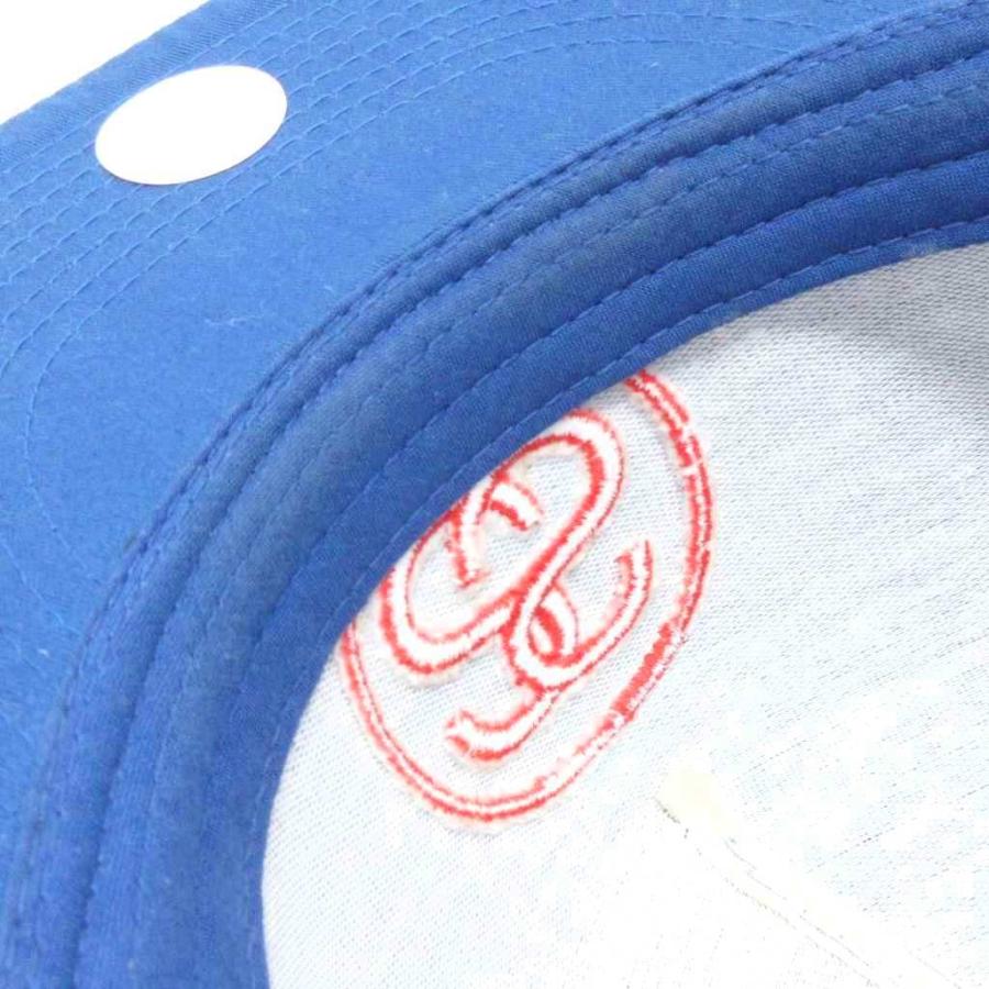 Stussy ロゴ刺繍キャップ ホワイト/ネイビー STUSSY ステューシー キャップ ロゴ 刺繍 青 ブルー 帽子 メンズ