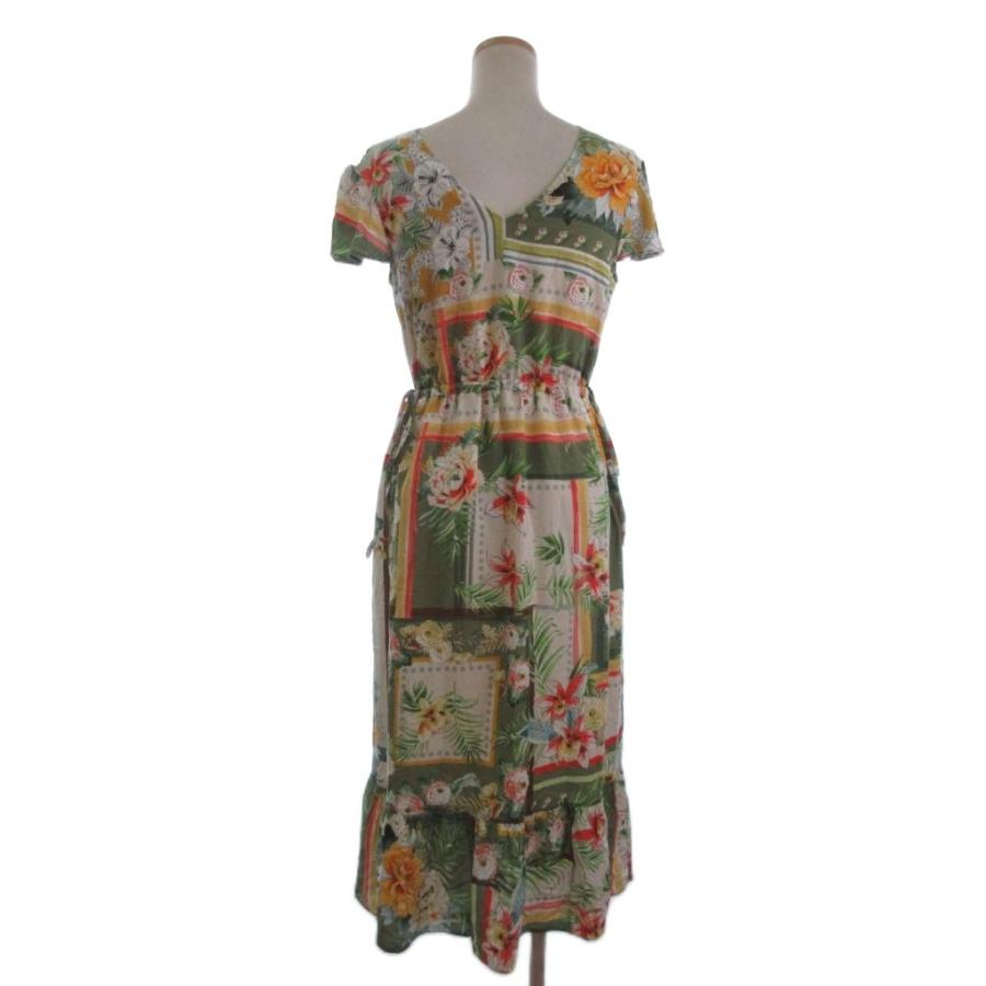 【中古】グレースコンチネンタル 美品 ワンピース ロング Vネック フレンチスリーブ 花柄 マルチカラー 36 グレースコンチネンタル GRACE CONTINENTAL 美品 ワンピース ロング V