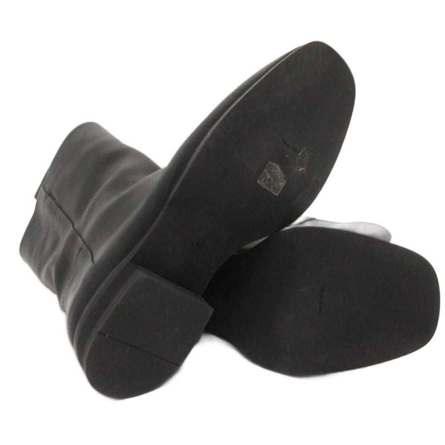 【中古】ザロウ THE ROW 21AW Grunge Boot グランジ ブーツ グレインカーフ ショート 黒 ブラック 36.5 22-23cm位 ザロウ THE ROW 21AW Grunge Boot グランジ ブーツ グレインカーフ