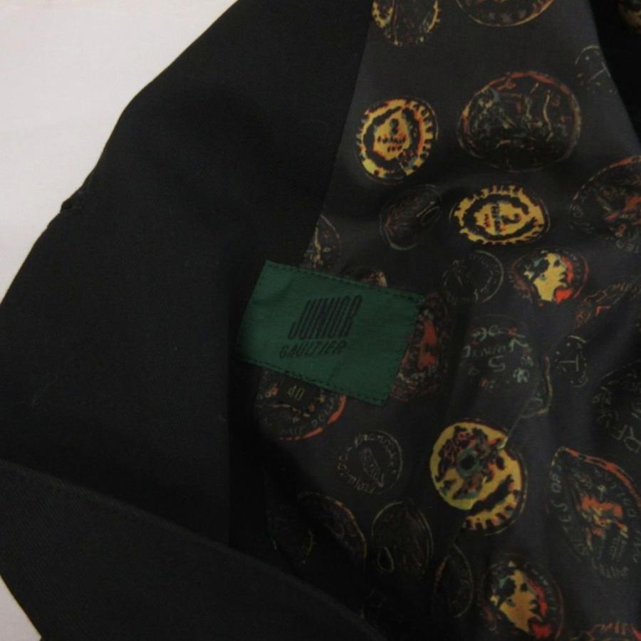 【中古】ジュニアゴルチェ テーラードジャケット ブレザー シングル 3B 裏地総柄 黒 ブラック 40 ■FF レディース ジュニアゴルチェ JUNIOR GAULTIER テーラードジャケット ブレザー