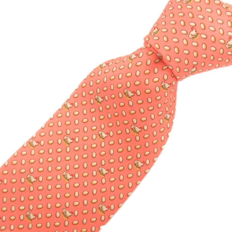 HERMES エルメス 美品 ネクタイ ワイドタイ シルク 総柄 ピンク 小物  