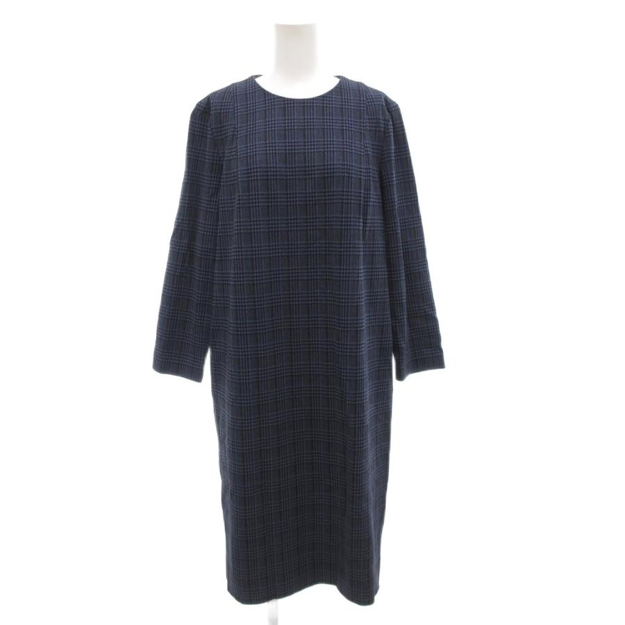 レリアン　長袖ワンピース　チェック レリアン Leilian 美品 ワンピース クルーネック 千鳥格子柄 チェック
