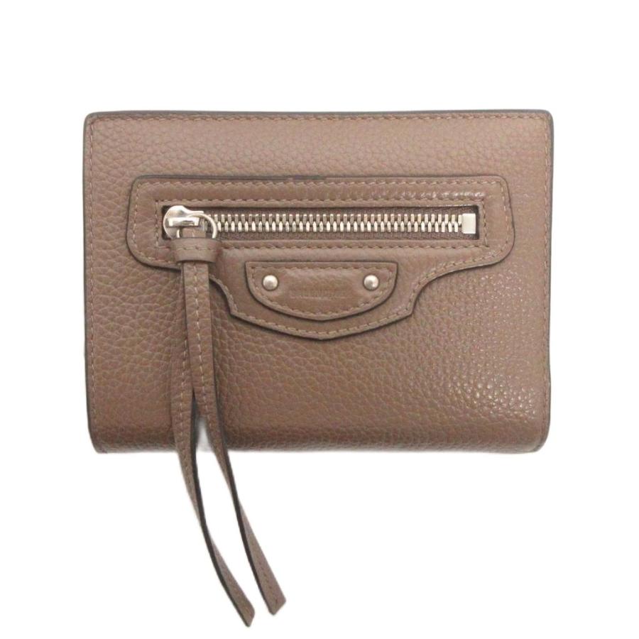 BALENCIAGA バレンシアガ 二つ折り財布 ブラウン レザー ウォレット