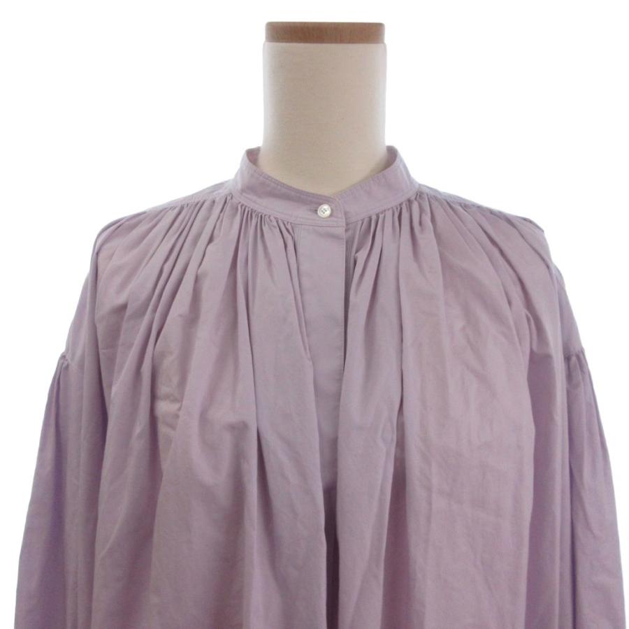 【中古】デパリエ ワンピース コットンギャザーシャツ 長袖 ロング丈 バンドカラー ハーフボタン 紫 パープル 36 デパリエ ワンピース コットンギャザーシャツ 長袖 ロング丈 バンド