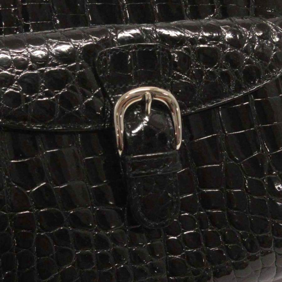 【中古】美品 シャイニングクロコ JRA ショルダーバッグ斜めがけ カードケース付き 黒 ブラック レディース 美品 シャイニングクロコ JRA ショルダーバッグ斜めがけ カードケース