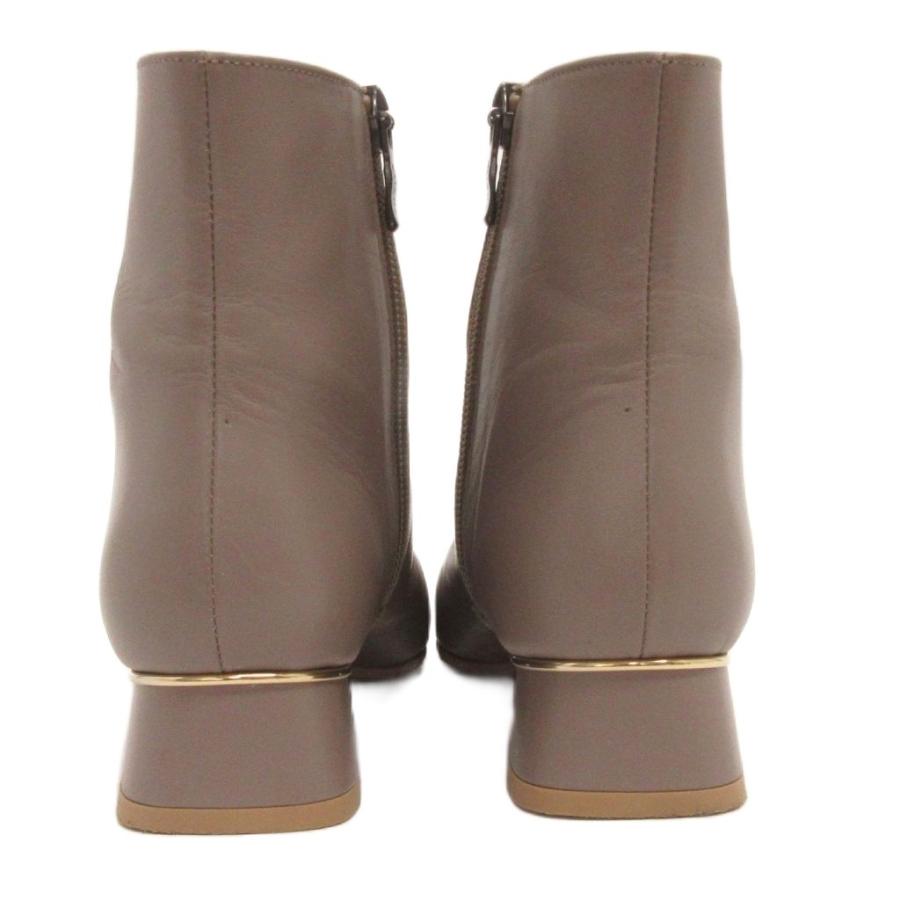 DIANA ダイアナ ショートブーツ サイドジップ ヒール レザー ベージュ