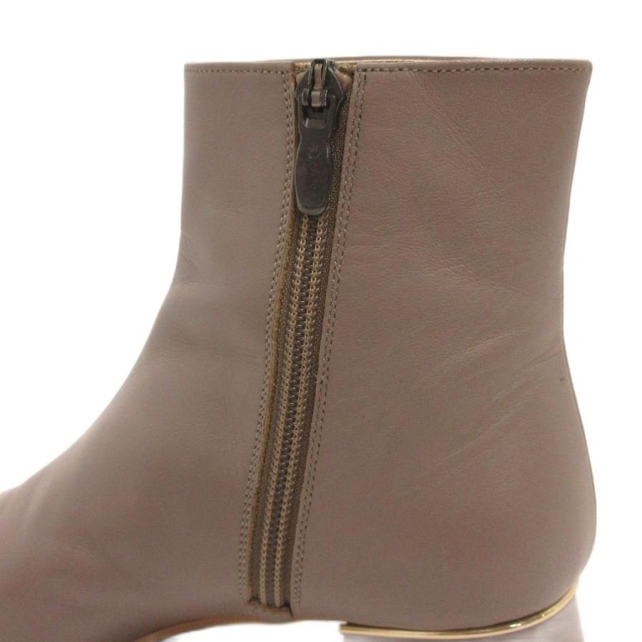 DIANAダイアナベージュ レザー ジッパーブーツ 中ヒール DIANA（ダイアナ） ショートブーツ サイドジップ ヒール レザー