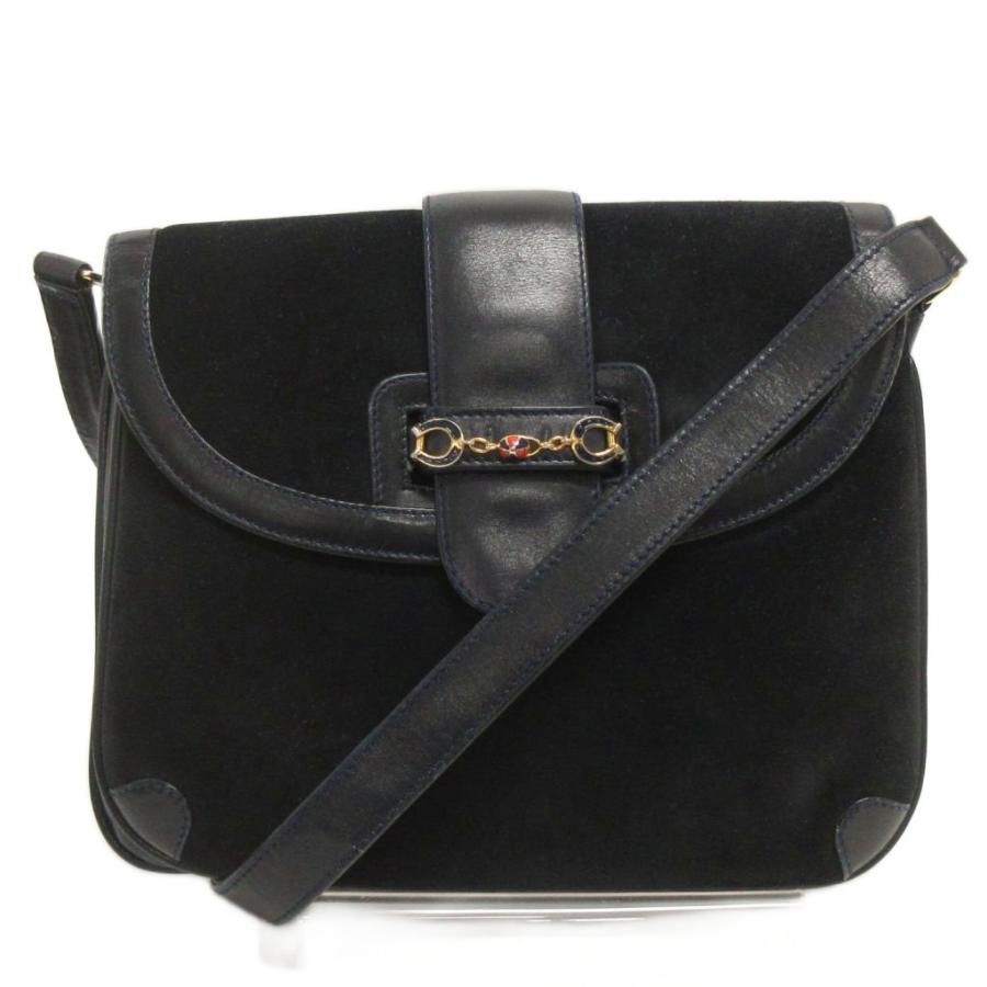 グッチGUCCIショルダーバッグ黒 スエードホースビット