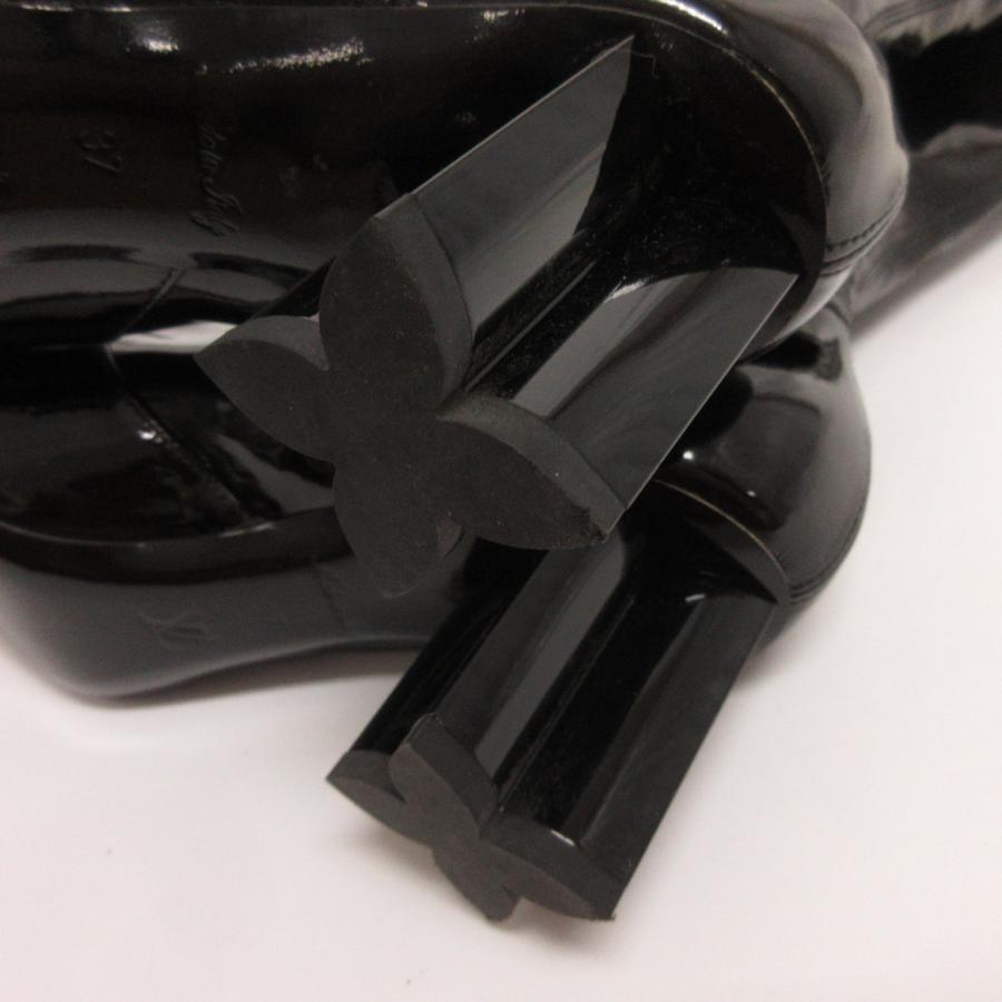 【中古】ルイヴィトン ロング ブーツ サイドジップ ニーハイ BR0137 エナメル 黒 ブラック 37 レディース LOUIS VUITTON（ルイ・ヴィトン） ロング ブーツ サイドジップ