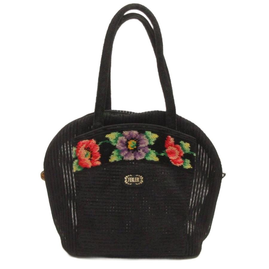 【新品】FEILERのハンドバッグ フェイラー FEILER ハンドバッグ メッシュ 透け感 ポピーズ 花 黒